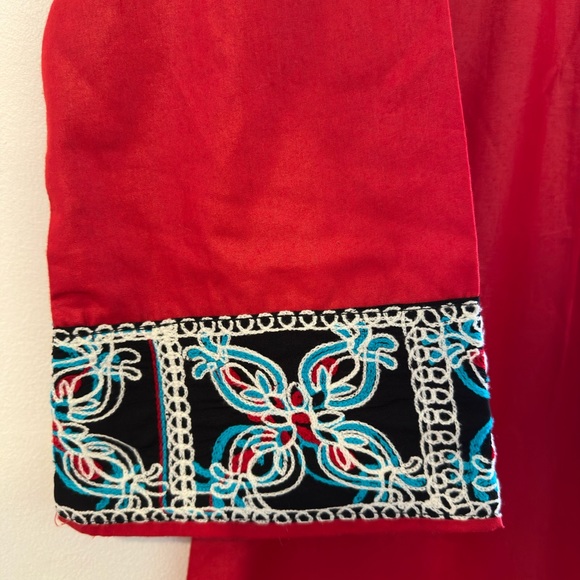 NEW| Red Embroidered Jalabiya/Dress - Picture 5 of 6